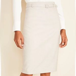 Ann Taylor Petite Belted Pencil Skirt in Crosshatch